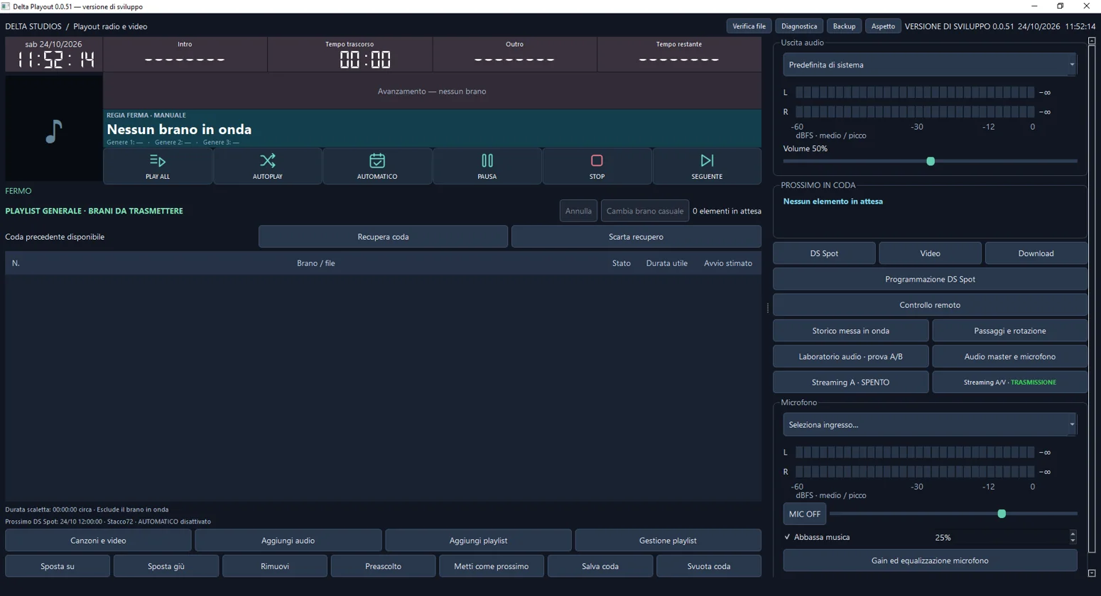 Delta Playout, interfaccia reale